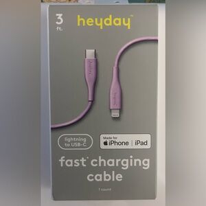 Two (2) Heyday 3’ Lavender Fast Charging Cable USB-C NWB